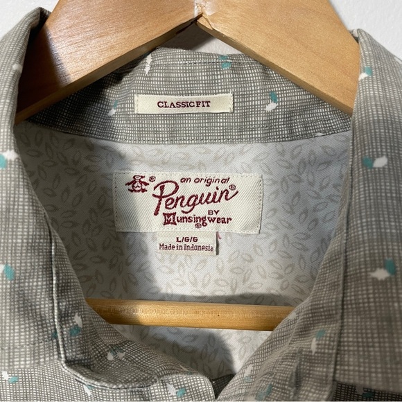 Original‎ Penguin By Munsinger Light Brown Mint Green Button Down Shirt Men’s L - Picture 3 of 6